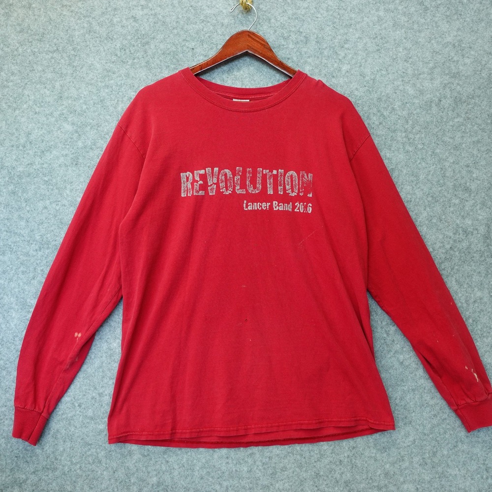 Revolution Lancer Band 2016 Shirt Men LARGE Red School Skater Grunge Long Sleeve